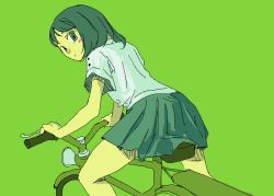Rule 34 | 1girl, bicycle, green theme, oekaki, original, school uniform, serafuku, solo