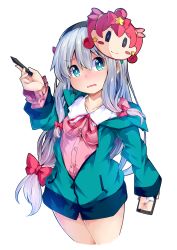 Rule 34 | 10s, 1girl, ass, blue eyes, blush, bow, breasts, cellphone, commentary request, cowboy shot, eromanga sensei, hair bow, headset, highres, hood, hoodie, ishimu, izumi sagiri, long hair, long sleeves, looking at viewer, low-tied long hair, mask, mask on head, mouth mask, neck ribbon, nose blush, open clothes, open hoodie, pajamas, panties, pantyshot, parted lips, pen, phone, red bow, red ribbon, ribbon, sidelocks, silver hair, small breasts, smartphone, solo, underwear, very long hair, white panties