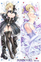 Rule 34 | 1girl, alternate costume, ankle boots, artoria pendragon (all), artoria pendragon (fate), ass, black dress, black panties, black ribbon, black thighhighs, black vs white, blonde hair, blush, boots, breastless clothes, breasts, clothes lift, corset, cross-laced footwear, cross-lacex clothes, dakimakura (medium), dress, fate/stay night, fate (series), garter straps, gloves, green eyes, hair ribbon, high heel boots, high heels, lace, lace-trimmed legwear, lace-up boots, lace trim, legs, lingerie, long hair, long legs, lying, mary janes, multiple views, nipples, no bra, no panties, open mouth, panties, pussy, pussy juice, ribbon, saber (fate), saber alter, shirt lift, shoes, side-by-side, thigh gap, thighhighs, thighs, tidsean, uncensored, underwear, untying, white dress, white thighhighs