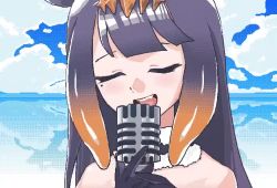 Rule 34 | 1girl, animated, bare shoulders, black eyes, black gloves, black hair, blinking, choker, close-up, closed eyes, fang, female focus, fur trim, gloves, holding, holding microphone, hololive, hololive english, looking at viewer, microphone, mole, mole under eye, music, ninomae ina&#039;nis, ninomae ina&#039;nis (1st costume), ocean, open mouth, pixel art, ronin (zeth total), singing, solo, video, virtual youtuber