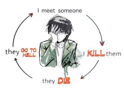 Rule 34 | 1boy, black hair, closed eyes, closed mouth, commentary, english text, green jacket, hand on own face, jacket, long sleeves, male focus, meme, mob psycho 100, mogami keiji, mp100days, shirt, short hair, simple background, solo, upper body, white background, white shirt
