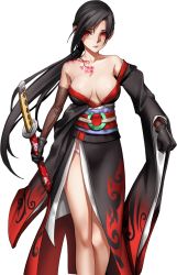 Rule 34 | 1girl, as109, black gloves, black hair, game cg, gloves, japanese clothes, katana, kimono, legs, long hair, m.a.d mafia is all dead, nipples, panties, ponytail, red eyes, sword, tagme, tattoo, transparent background, underwear, very long hair, weapon