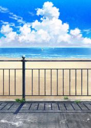 Rule 34 | beach, blue sky, boat, cloud, cloudy sky, commentary request, day, highres, hirota (masasiv3), horizon, no humans, ocean, outdoors, sailboat, scenery, shore, sky, summer, watercraft