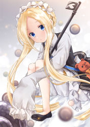 Rule 34 | 1girl, abigail williams (fate), abigail williams (festival outfit) (fate), black dress, black footwear, blonde hair, bloomers, blue eyes, blush, braid, butterfly hair ornament, collared dress, commentary request, dress, fate/grand order, fate (series), hair ornament, heart, heroic spirit chaldea park outfit, highres, iroha (shiki), knees up, long hair, long sleeves, looking at viewer, official alternate costume, parted bangs, parted lips, shirt, shoes, sidelocks, sitting, sleeveless, sleeveless dress, sleeves past fingers, sleeves past wrists, solo, stuffed animal, stuffed toy, teddy bear, tentacles, underwear, very long hair, white bloomers, white shirt
