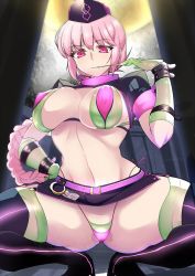 Rule 34 | 1girl, belt, bikini, braid, breasts, breasts apart, cameltoe, censored, cleavage, closed mouth, commentary request, covered erect nipples, elbow gloves, fate/grand order, fate (series), florence nightingale (fate), florence nightingale (trick or treatment) (fate), full moon, garter straps, gloves, glowing, green bikini, green thighhighs, hand on own hip, hat, highres, id card, kurosawa shouichi, large breasts, long hair, looking at viewer, moon, multicolored bikini, multicolored clothes, name tag, navel, nurse cap, official alternate costume, pink hair, red eyes, revealing clothes, saliva, see-through, shiny clothes, short sleeves, side-tie bikini bottom, skirt, solo, spread legs, squatting, stethoscope, sweat, swimsuit, thighhighs