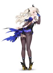 Rule 34 | 1girl, absurdres, ass, bare shoulders, bat ornament, black footwear, black ribbon, blonde hair, blush, bodystocking, bodystocking, boots, bow, bowtie, breasts, bridal gauntlets, chuunibyou, egk513, eyepatch, fischl (genshin impact), garter straps, genshin impact, gloves, green eyes, hair over one eye, hair ribbon, high heels, highres, leotard, long hair, looking at viewer, medium breasts, open mouth, purple bow, purple bowtie, purple ribbon, ribbon, simple background, single bridal gauntlet, single leg pantyhose, single sleeve, single thighhigh, smile, solo, tailcoat, thighhighs, two side up, vision (genshin impact)