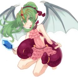 Rule 34 | 1girl, dragon wings, fire emblem, fire emblem: mystery of the emblem, fire emblem heroes, food, green eyes, green hair, hair ribbon, long hair, nintendo, open mouth, pink one-piece swimsuit, pointy ears, ponytail, popsicle, red ribbon, ribbon, simple background, solo, swimsuit, tiara, tiki (fire emblem), tiki (young) (fire emblem), tonnyoriclayer, white background, wings
