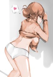 Rule 34 | 1girl, bow, breasts, fitz (fita is the smartest), hair bow, highres, large breasts, looking at viewer, open clothes, orange eyes, orange hair, panties, short hair, simple background, smile, solo, sweater, turtleneck, turtleneck sweater, underwear, yahari ore no seishun lovecome wa machigatteiru., yuigahama yui&#039;s mother