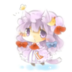 Rule 34 | 1girl, animal ears, blush, book, bug, butterfly, cat ears, cat tail, chibi, hat, bug, long hair, lowres, open mouth, patchouli knowledge, purple eyes, purple hair, ribbon, tail, touhou, yasiro