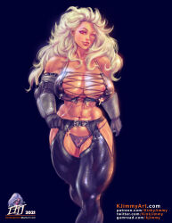 Rule 34 | 1girl, abs, areola slip, artist name, blonde hair, bracelet, breasts, cleavage, dorohedoro, earrings, elbow gloves, gloves, gumroad username, jewelry, kinkyjimmy, large breasts, lipstick, looking at viewer, makeup, muscular, muscular female, nipple slip, nipples, noi (dorohedoro), patreon username, fat mons, red eyes, solo, thick thighs, thighhighs, thighs, torn clothes, twitter username