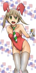 Rule 34 | 00s, 1girl, animal ears, blonde hair, breasts, carrot, colorized, fake animal ears, gloves, green eyes, highres, maka albarn, navel, necktie, noir (4chan), playboy bunny, rabbit ears, small breasts, smile, solo, soul eater, tail, thighhighs