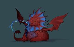 Rule 34 | chibi, closed mouth, commentary, dragon, full body, grey background, less, long tongue, lying, magic: the gathering, niv-mizzet, no humans, scales, simple background, solo, tongue, tongue out, wings, yellow eyes