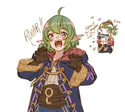 Rule 34 | 1boy, 2girls, ahoge, black coat, blue hair, blush, blush stickers, brown gloves, chibi, closed eyes, coat, commentary request, cropped torso, english text, father and daughter, fire emblem, fire emblem awakening, gloves, green eyes, green hair, grey shirt, heart, hood, hood down, hooded coat, husband and wife, krazehkai, long hair, looking at viewer, morgan (female) (fire emblem), morgan (fire emblem), mother and daughter, multiple girls, nintendo, nose bubble, pointy ears, ponytail, red gloves, robin (fire emblem), robin (male) (fire emblem), shirt, simple background, sleeping, teeth, tiki (adult) (fire emblem), tiki (fire emblem), white background, zzz