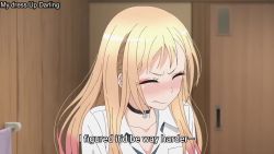 Rule 34 | 1girl, 2boys, = =, animated, anime screenshot, blonde hair, blush, bracelet, choker, ear piercing, earrings, embarrassed, flapping, full-face blush, ghost, gojou wakana, hands on own face, heart, indoors, jewelry, kitagawa marin, long hair, looking at another, multicolored hair, multiple boys, old, old man, piercing, pink hair, red eyes, ring, school uniform, screencap, sono bisque doll wa koi wo suru, sound, stomach growling, subtitled, video