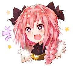 Rule 34 | 1boy, astolfo (fate), bad id, bad pixiv id, blush, braid, fang, fate/apocrypha, fate (series), male focus, open mouth, pink hair, purple eyes, single braid, smile, solo, sparkle, star-shaped pupils, star (symbol), sukemyon, symbol-shaped pupils, turtleneck