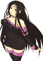 Rule 34 | 1girl, alternate hairstyle, armband, bare shoulders, black dress, black eyes, black hair, black thighhighs, body writing, boots, bracelet, breasts, bridal gauntlets, cleavage, collar, cosplay, covered erect nipples, cowboy shot, crossed legs, crossover, dress, facial mark, fate/stay night, fate (series), forehead mark, genshiken, impossible clothes, impossible dress, jewelry, large breasts, long hair, looking at viewer, medusa (fate), medusa (rider) (fate), medusa (rider) (fate) (cosplay), mizuki makoto, mole, mole under eye, mole under mouth, oono kanako, parted lips, short dress, simple background, solo, standing, strapless, strapless dress, studded bracelet, taut clothes, taut dress, thigh boots, thighhighs, very long hair, white background, wide hips, zettai ryouiki