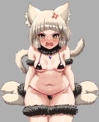 Rule 34 | 1girl, anger vein, animal ears, animal hands, awesomeerix, bikini, black bikini, breasts, cameltoe, cat ears, cat tail, cleavage, fur armlet, fur bracelet, gloves, highres, micro bikini, navel, nia (xenoblade), open mouth, paw gloves, short hair, small breasts, solo, stomach, swimsuit, tail, thigh gap, xenoblade chronicles (series), xenoblade chronicles 2, yellow eyes