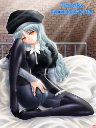 Rule 34 | 00s, 1girl, ayato, black hat, caren hortensia, crotch seam, fate/hollow ataraxia, fate/stay night, fate (series), hat, layered sleeves, pantyhose, solo, thank you, thighhighs, thighhighs over pantyhose