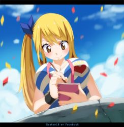 Rule 34 | 1girl, blonde hair, breasts, brown eyes, cleavage, fairy tail, gaston18, large breasts, lucy heartfilia