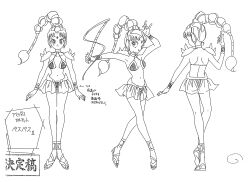 Rule 34 | 1990s (style), 1girl, absurdres, amazoness quartet, ass, bishoujo senshi sailor moon, bishoujo senshi sailor moon supers, braid, breasts, character sheet, cleavage, earrings, full body, hair ornament, high ponytail, highres, holding, holding weapon, holding whip, jewelry, long hair, looking at viewer, medium breasts, monochrome, multiple views, navel, official art, retro artstyle, revealing clothes, scan, shoulder pads, single braid, solo, toei animation, translation request, very long hair, vesves (sailor moon), weapon, whip, wide hips
