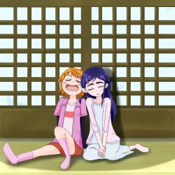 Rule 34 | 2girls, closed mouth, commentary request, drooling, closed eyes, futari wa precure, green0green2001, kneeling, leaning on person, misumi nagisa, multiple girls, on floor, open mouth, precure, shaded face, sleeping, sleeping upright, yukishiro honoka