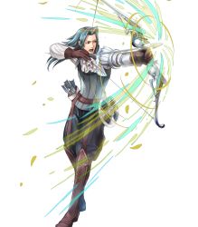 Rule 34 | 1boy, arrow (projectile), blue hair, boots, bow (weapon), brown hair, drawing bow, fire emblem, fire emblem awakening, fire emblem heroes, full body, gloves, highres, holding bow (weapon), long hair, male focus, nintendo, official art, open mouth, quiver, solo, teeth, transparent background, virion (fire emblem), wada sachiko, weapon