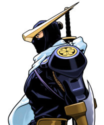 Rule 34 | 1boy, capcom, highres, male focus, mask, mukuro, ninja, scarf, simple background, solo, sword, warzard, weapon