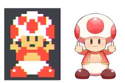Rule 34 | 1boy, closed mouth, double middle finger, highres, looking at viewer, mario (series), middle finger, nintendo, p on kome, reference inset, simple background, solo, super mario bros. 1, toad (mario), white background