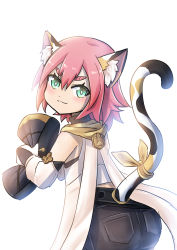 Rule 34 | 1girl, absurdres, animal ears, artist request, ass, bare shoulders, blush, cat ears, cat tail, coat, diona (genshin impact), from behind, genshin impact, gloves, green eyes, hat, highres, looking at viewer, pink hair, shiny skin, short hair, short shorts, shorts, smile, solo, tail