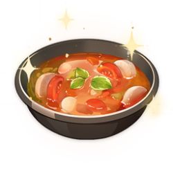 Rule 34 | artist request, bowl, commentary, english commentary, food, food focus, game cg, genshin impact, leaf, lowres, no humans, official art, radish, simple background, soup, sparkle, still life, third-party source, tomato, transparent background, vegetable