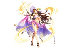 Rule 34 | 1girl, argos (kami project), armband, armpits, breasts, brown eyes, brown hair, clothes lift, dagger, dual wielding, flower, hair between eyes, hat, hat flower, high heels, holding, holding knife, holding weapon, huge breasts, kamihime project, knife, leg tattoo, legband, long hair, looking at viewer, navel, official art, ornate weapon, sandals, sarong, sarong lift, sun hat, tattoo, transparent background, underboob, weapon