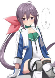 Rule 34 | 1girl, ahoge, akahi242, akebono (kancolle), bell, boots, commentary request, dress, dutch angle, flat chest, flower, gloves, hair bell, hair flower, hair ornament, highres, jacket, jingle bell, kantai collection, long hair, looking at viewer, multicolored clothes, multicolored dress, multicolored jacket, official alternate costume, purple eyes, purple hair, race queen, side ponytail, simple background, sitting, solo, thigh boots, translation request, two-tone jacket, very long hair, white background, white dress, white gloves