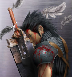 Rule 34 | 1990s (style), angeal hewley, black hair, blood, buster sword, crisis core final fantasy vii, feathers, final fantasy, final fantasy vii, hero, image sample, pixiv sample, resized, scar, sword, weapon, zack fair