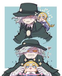 Rule 34 | + +, 1boy, 1girl, anger vein, blonde hair, blue eyes, chibi, edmond dantes (fate), fate/apocrypha, fate/grand order, fate (series), fedora, formal, gloves, hat, headpiece, jeanne d&#039;arc (fate), jeanne d&#039;arc (ruler) (fate), kty (04), long hair, open mouth, ruler (fate/grand order), shaded face, short hair, silver hair, smile, sparkle, suit, symbol-shaped pupils, wavy hair