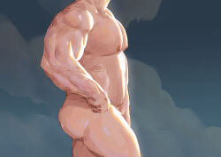 Rule 34 | 1boy, abs, absurdres, anatomy, ass, bara, completely nude, facing ahead, from side, head out of frame, highres, large pectorals, male focus, muscular, muscular male, navel, nipples, nude, original, pectorals, qigiuqi jiu, solo, standing, strongman waist, thick thighs, thighs