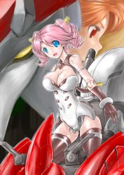 Rule 34 | 10s, blue eyes, breasts, busou shinki, doll joints, joints, large breasts, mecha musume, orange hair, pink hair, red eyes, red hair, tail, thighhighs, tigris, twintails, vitulus