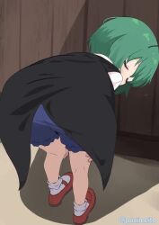 Rule 34 | 1girl, @ @, animated, antennae, ass, ass focus, bent over, blue shorts, cape, embarrassed, green eyes, green hair, live2d, lolimate, mystia lorelei, shorts, tagme, touhou, video, wriggle nightbug