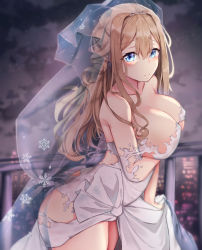 Rule 34 | 1girl, bannou ippoutsukou, breasts, building, dress, girls&#039; frontline, highres, large breasts, solo, suomi (blissful mission) (girls&#039; frontline), suomi (girls&#039; frontline), wedding dress