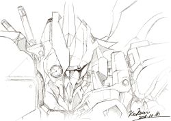 Rule 34 | dated, greyscale, kem kem, looking at viewer, mecha, monochrome, no humans, original, robot, signature, simple background, sketch, upper body, white background