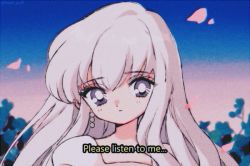 Rule 34 | 1990s (style), 1girl, anime coloring, bad id, bad pixiv id, big hair, blue sky, blush, bright pupils, closed mouth, commentary, day, dot nose, dress, earrings, english commentary, english text, eyelashes, eyes visible through hair, fake screenshot, film grain, hair between eyes, head tilt, jewelry, long hair, looking at viewer, original, outdoors, petals, pikiru, portrait, puffy sleeves, purple eyes, retro artstyle, sky, solo, subtitled, the little mermaid, twitter username, watermark, wavy hair, white dress, white hair, white pupils, wind, wind lift