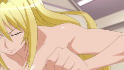 Rule 34 | 10s, 1girl, animated, animated gif, blonde hair, blue eyes, bouncing breasts, breasts, large breasts, nipples, nude, sekirei, solo, talking, tsukiumi