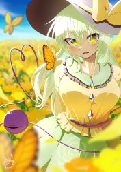 Rule 34 | 1girl, absurdres, black hat, breasts, green hair, hat, highres, komeiji koishi, large breasts, polyhedron2, short hair, solo, touhou