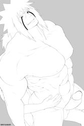 Rule 34 | 2boys, abs, anal, bara, greyscale, happy sex, highres, jiraiya (naruto), male focus, male penetrated, monochrome, multiple boys, muscular, naruto, naruto (series), nude, pectorals, sex, size difference, smaller dominant, smile, tagme, yaoi
