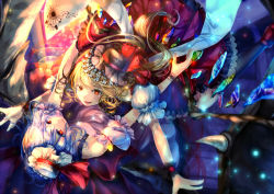 Rule 34 | 2girls, adapted costume, bad id, bad pixiv id, blonde hair, dress, flandre scarlet, flying, hat, hat ribbon, head tilt, hug, kneehighs, light particles, light purple hair, looking at viewer, multicolored background, multiple girls, parted lips, puffy short sleeves, puffy sleeves, red eyes, remilia scarlet, ribbon, short hair, short sleeves, siblings, silentdin, sisters, sleeveless, sleeveless dress, slit pupils, socks, touhou, window, wrist cuffs