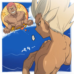 Rule 34 | 2boys, abs, blush, inazuma eleven (series), male focus, multiple boys, muscular, nikism, pectorals, topless male, sweat, tagme, yaoi
