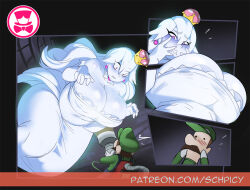 Rule 34 | 1boy, 1girl, areola slip, breasts, bursting breasts, flashlight, ghost, ghost tail, hat, huge breasts, luigi, luigi&#039;s mansion, mario (series), new super mario bros. u deluxe, nintendo, pale skin, princess king boo, purple eyes, schpicy