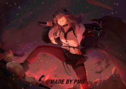 Rule 34 | 1girl, animal ears, arknights, artist name, axe, bear ears, black coat, black pantyhose, black skirt, blood, blood on face, blue eyes, breasts, brown hair, buttons, choker, coat, dated, debris, english text, fire, fur-trimmed coat, fur trim, grin, hand on own hip, hatchet, hatchet (axe), injury, medium breasts, medium hair, miniskirt, multicolored hair, outdoors, over shoulder, pantyhose, pleated skirt, pmg, red hair, reunion soldier (arknights), shirt, skirt, smile, smoke, spread legs, standing, stepped on, teeth, thigh strap, two-tone hair, weapon, weapon over shoulder, white shirt, wind, zima (arknights)