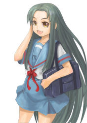 Rule 34 | 00s, ikara, long hair, school uniform, serafuku, solo, suzumiya haruhi no yuuutsu, tsuruya, very long hair