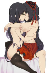 Rule 34 | 10s, 2girls, a-m, armpits, arms around neck, asymmetrical docking, bad id, bad pixiv id, bed, black legwear, bra, breast press, breasts, character request, closed eyes, clothes pull, cross-laced clothes, date a live, dress, dress pull, dual persona, eyepatch, frilled dress, frills, from side, full body, garter straps, girl on top, gothic lolita, hair between eyes, hairband, hand on another&#039;s back, highleg, highleg panties, highres, hug, indoors, kiss, lace, lace-trimmed bra, lace-trimmed legwear, lace-trimmed panties, lace trim, large breasts, lolita fashion, lolita hairband, long hair, multiple girls, on bed, open bra, outstretched arms, panties, profile, red dress, red ribbon, ribbon, selfcest, side-tie panties, sideboob, sidelocks, simple background, sitting, straddling, string panties, thighhighs, tokisaki kurumi, topless, underwear, underwear only, unfastened, very long hair, white background, yuri