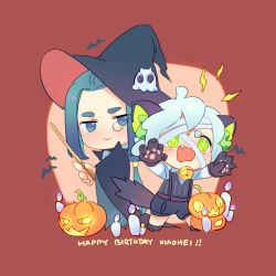 Rule 34 | + +, 2boys, animal ears, animal hands, bell, black shorts, blue eyes, blue hair, blush, candle, cape, cat boy, cat ears, cat tail, chibi, fangs, gloves, glowing, green eyes, halloween, halloween costume, hat, highres, holding, holding wand, jack-o&#039;-lantern, long hair, long sleeves, luo xiaohei, luo xiaohei (human), luo xiaohei zhanji, monocle, multiple boys, paw gloves, short hair, shorts, suncle, suspenders, tail, wand, white hair, witch hat, wuxian (the legend of luoxiaohei)